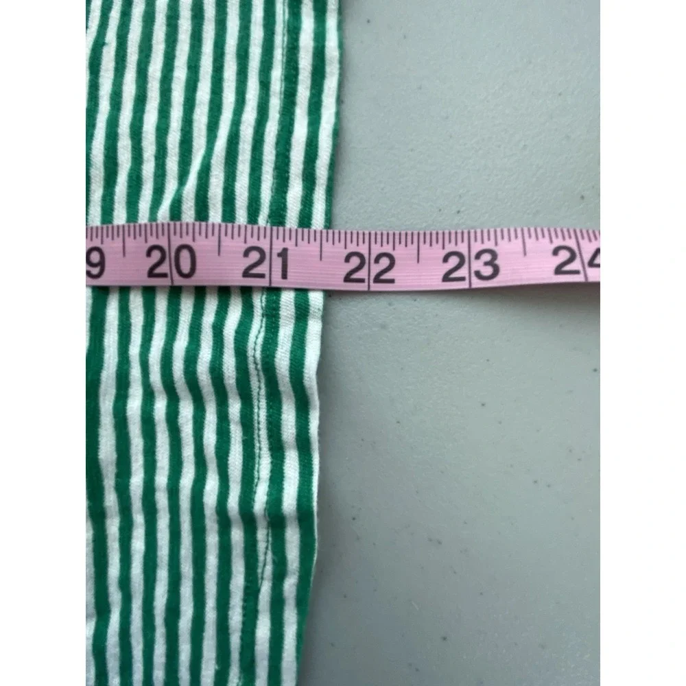 Clare V Camp Fit Tank Womens L Green White Stripe Linen Cotton Top Sleeveless